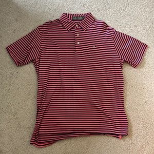 Southern Point Co. Striped Polo. Pink and Navy stripes